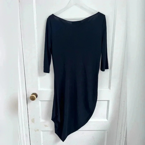 St John Black Size Small Knee Length Short Sleeve Cowl Neck Dress - Picture 3 of 3